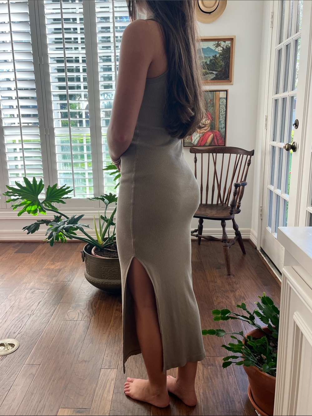 Universal Thread Olive Ribbed Tank Midi Dress - Picture 3 of 7